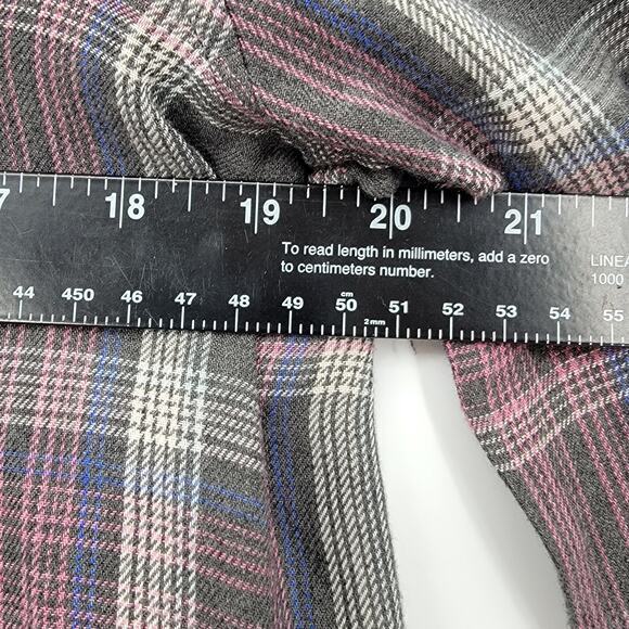 Cloth & Stone Women's High Low Raw Frayed Hem Plaid Button Down Shirt Gray Small - Picture 12 of 13